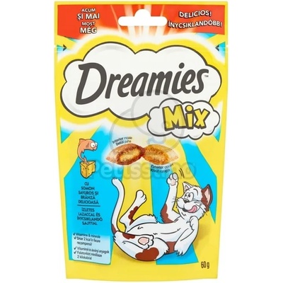 Dreamies Mix лакомство за награда със сьомга и кашкавал за котки 60 гр