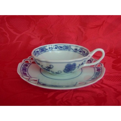 Originálny Český Porcelán Dubí Cibulák Šálka a podšálka na čaj ozdobná 200 ml