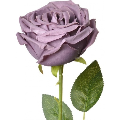 Dekorácia umelá kvetina tmavo fialová ruža Rose Purple - 9*9*61 cm - Clayre & Eef