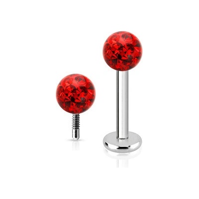 Šperky4U piercing do brady labreta s krystaly Crystals from SWAROVSKI LB1038-1206R