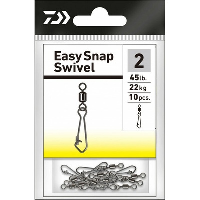 Daiwa Obratlík S Karabinkou Easy Snap Swivel veľ.2 22 kg 10 ks