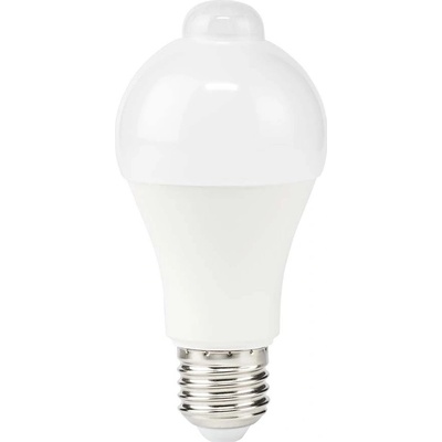 Nedis LED žárovka 8,5W E27 LED žárovka, E27, A60, 220V, 8,5W, teplá bílá, PIR detektor pohybu, 806lm, 3000K, matná LBPE27A602