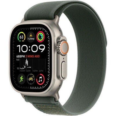 Apple Watch 49 mm zelený Trailový ťah M/L vyhotovenie z prírodného titánu MXTP3ZM/A