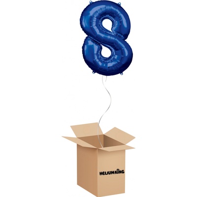 HeliumKing Balónový box Narodeninové číslo 8 modré 86 cm