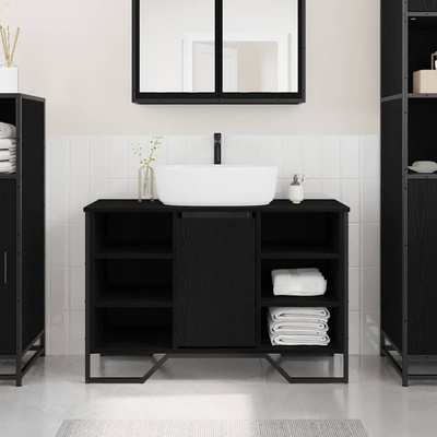 vidaXL Шкаф за мивка в баня Черния дъб 91 x 35 x 60 см (869185)