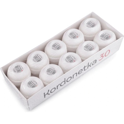 Příze Kordonetka 20 g Varianta: 8002/30 bílá, Balení: 10 ks 50345/123284/234277