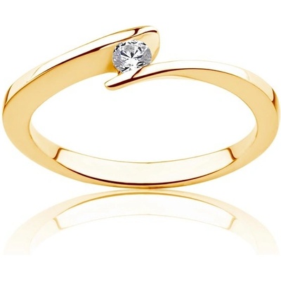Savicki Zásnubný prsteň Minimalism žlté zlato diamant PI Z D 00029