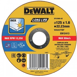 DEWALT диск за рязане 125 x 22, 2 x 1, 6 мм DT43906 (DT43906)