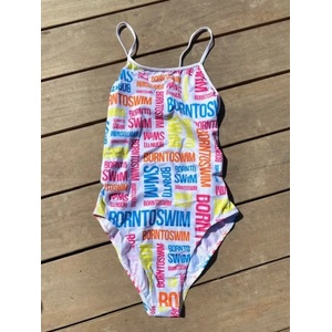 BornToSwim logo swimsuit rainbow xxl