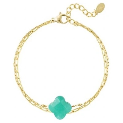 Ornamenti pozlacený náramek Turquoise Clover gold OOR300074