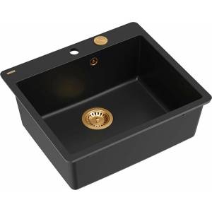 Quadron Unique Morgan 110 композитна мивка, въглеродно черна - медна 57x50 см (HB8304U7-FM_C1_P2O) Мивка за вграждане