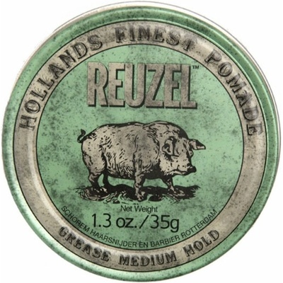 REUZEL Styling Green Pomade Grease Medium Hold vlasová pomáda so stredným spevnením a leskom 35g pre mužov