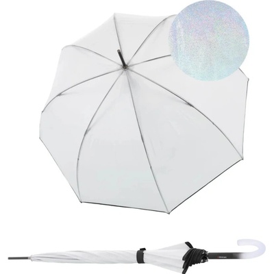 Knirps C.760 Stick Transparent Stardust Black dámsky priehľadný holový dáždnik