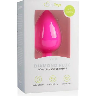 EasyToys Diamond - plug за анален стимулатор с бял камък (голям) - розов