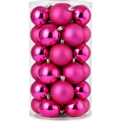 DECOLED Sada vánočních ozdob růžová 6 cm plastové koule, 12× lesklá, 12× matná, balení 24 ks