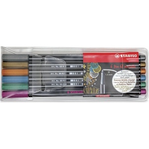 STABILO Комплект флумастери, Stabilo, Pen 68 Metallic ST6806/8-11-01, 6 цвята (ST6806/8-11-01)