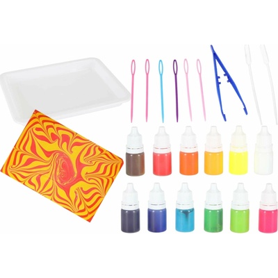 KIK KX2949 Sada pro malování na vodě Ebru, 12 barev – Zboží Mobilmania