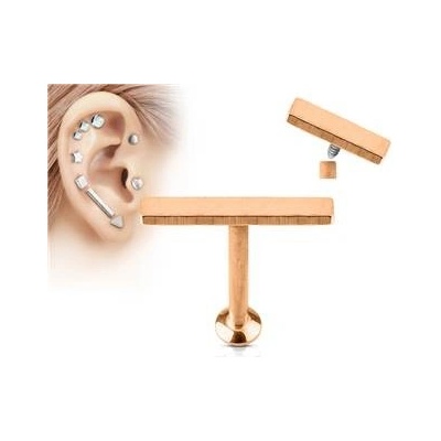Šperky4U zlacený piercing do brady labreta obdélník LB1037RD-1206