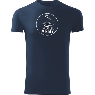 DRAGOWA Фитнес тениска с къс ръкав Muscle Army Biceps, синя, 180 г/м2 (4205)