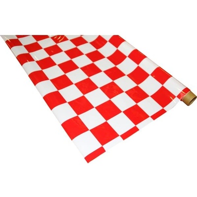 Super Flying Model IronOnFilm фолио за гладене на квадрати бяло/червено голямо 0.6x2m