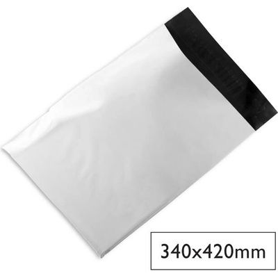 Plastové kurierske obálky na zásielky Q-Connect 340 x 420mm biele 100ks