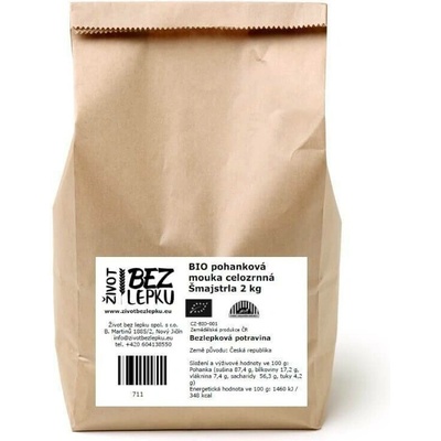 Život bez lepku BIO pohanková mouka celozrnná Šmajstrla 2 kg