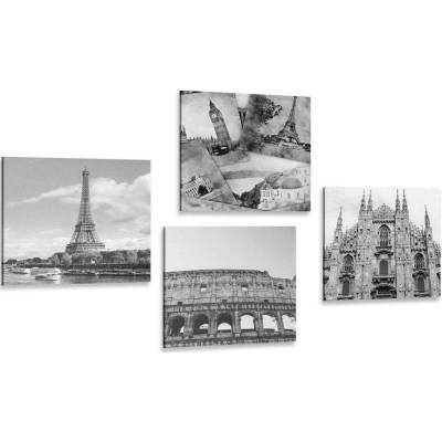 Set obrazů nádech historie v černobílém provedení - 4x 40x40