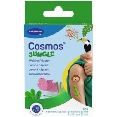 COSMOS Jungle náplasť v tvare zvieratiek 3 veľkosti 12 ks