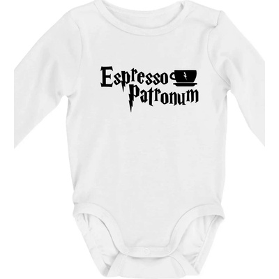 Harry Espresso Patronum Body dojčenské s dlhým rukávom dlouhý rukáv biele