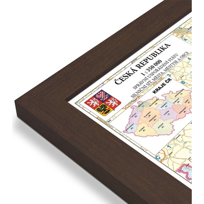 Excart Maps ČR - nástěnná administrativní mapa 135 x 90 cm Varianta: mapa v dřevěném rámu, Provedení: Pegi skořice