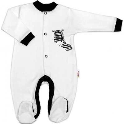 Baby Nellys Bavlněný overálek Zebra bílý