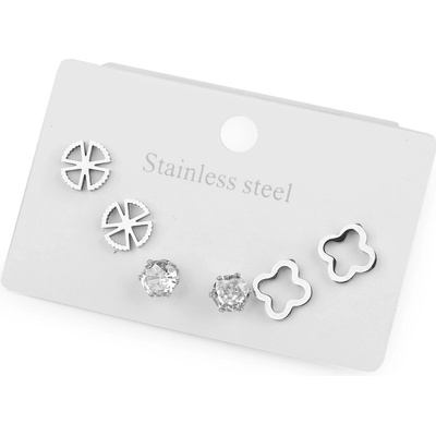 Prima-obchod náušnice z nerezové oceli sada platina 105602