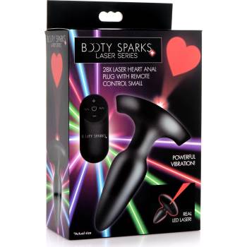 Image 1 of Booty Sparks Laser Heart Small Anal Plug with Remote Control Black