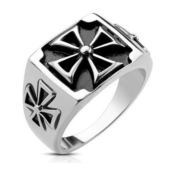 Šperky4U ocelový prsten maltézský kříž OPR0136