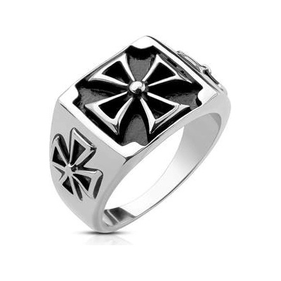 Šperky4U ocelový prsten maltézský kříž OPR0136