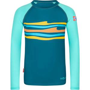 Trollkids Детска плажна тениска от ликра Trollkids Kid's Haukland Shirt Lycra - Midnight Forest / Aquamarine Green - размер 92 (EU) (750-1979-0411)