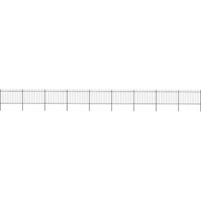 OMAXI Zahradní plot s obloukem nahoře ocelový 1506 x 120 cm černý 710945