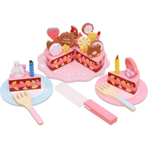 Smart Baby Дървен игрален комплект Smart Baby - Торта със свещи и прибори за рязане (ACT69-2) - baby