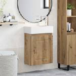 vidaXL Мивка за баня със смесител Дъб артизан 45, 5 x 22, 5 x 84 см (889480)