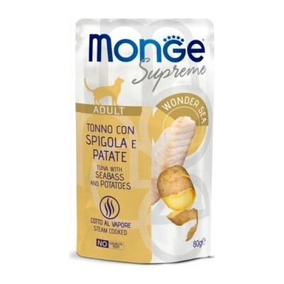 MONGE SUPREME Cat FLAKES kapsička tuňák/mořský vlk/brambory 80 g 24 bal