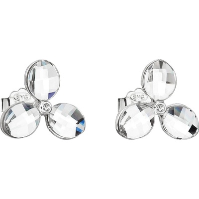 Pavona Stříbrné náušnice pecka s krystaly Swarovski bílá kytička 31249.1