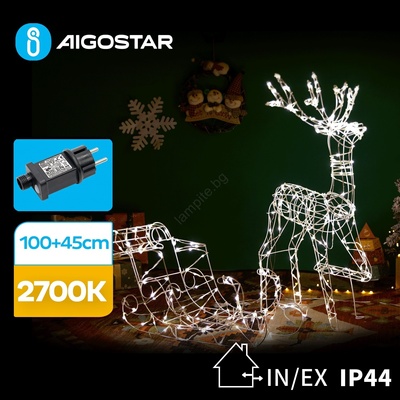 Aigostar Aigostar-LED Екстериорен декорация LED/3, 6W/31/230V 2700K 90/45 см IP44 северен елен с шейна (AI0557)