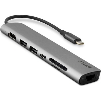 iStyle Мултимедиа хъб 8K от iStyle 7в1 с USB-C - space gray (K-PL9915112100071)