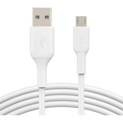 Кабел Belkin - CAB005bt1MWH, Micro USB/USB-A, 1 m, бял (CAB005bt1MWH)