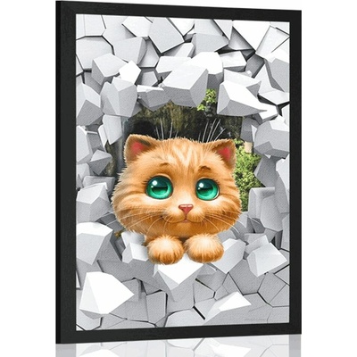 Plakát roztomilá kočička - 30x45 black