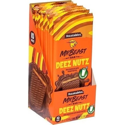 Feastables MrBeast Deez Nuts mléčná s náplní z arašídového másla 10 x 60 g
