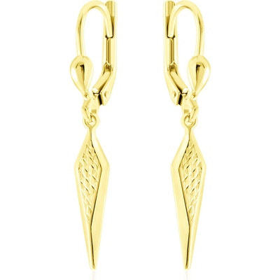 Gemmax Elegantní zlaté visací náušnice s diamantovým brusem GLEYN-02552