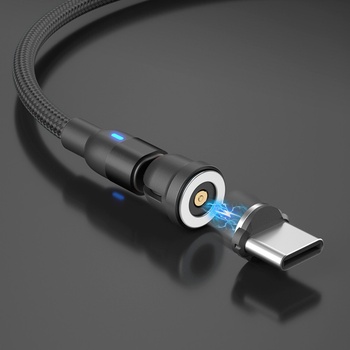 Platinium Magnetický nabíjací a dátový otočný 2 m čierny NYL599