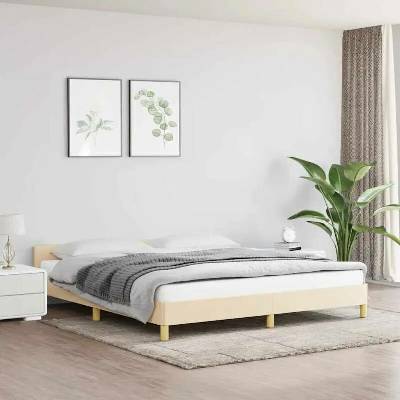 vidaXL 347436 Rám postele s čelem krémový textil