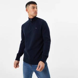 Jack Wills Пуловер Jack Wills Jack Funnel Neck Half Zip Jumper Men - Navy